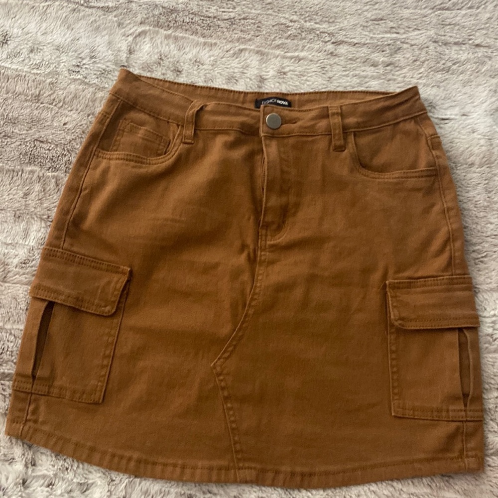 Brown denim mini skirt